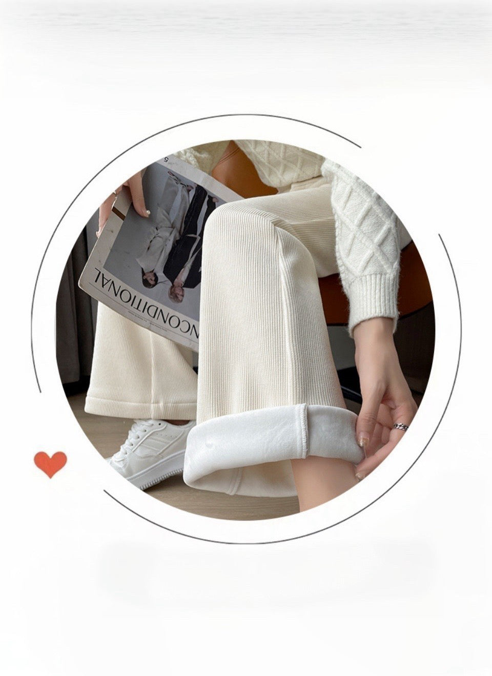 Women’s crop top cardigan with high waisted trousers & handbag outfit